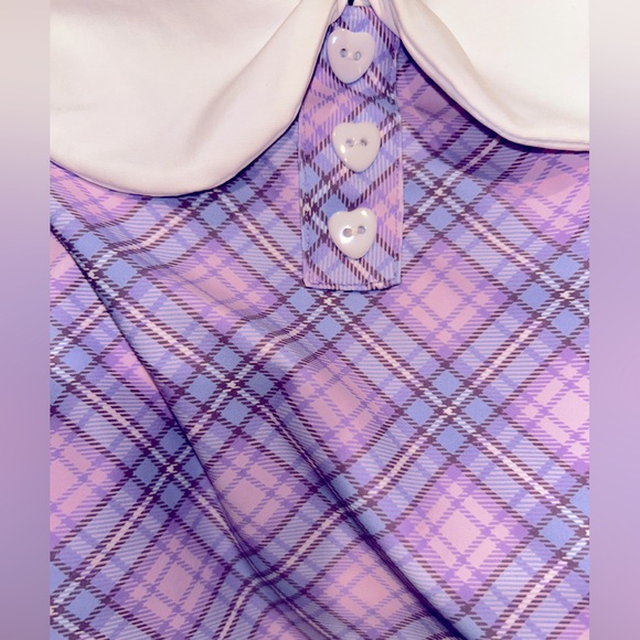 Hot Topic Kawaii Pink & Purple Plaid Collared Swim Top & High waisted bottoms - Picture 13 of 13